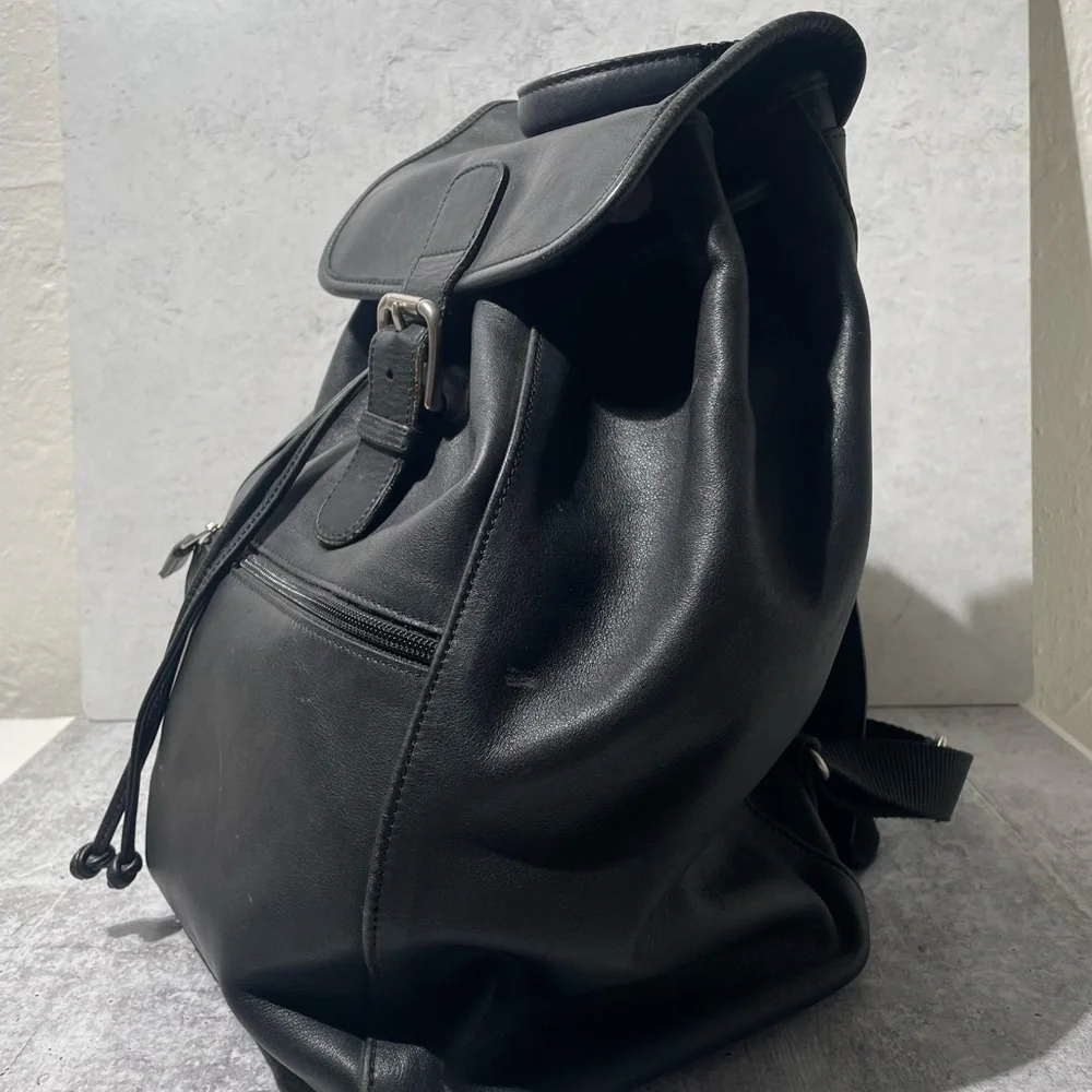 VTG COACH black leather XL BACKPACK 0529 - Picture 8 of 16
